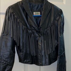 Black Fringe Leather Jacket